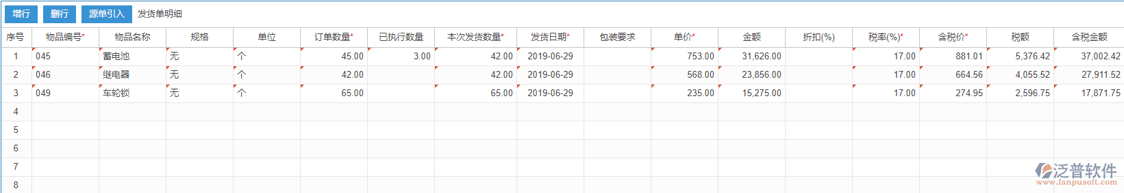 銷售訂單明細(xì)手動錄入效果發(fā)貨