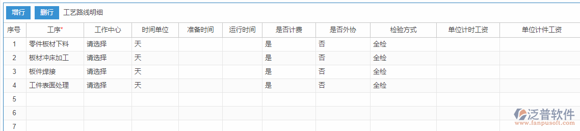 工藝路線明細效果圖