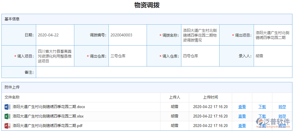物資調(diào)撥業(yè)務單據(jù)