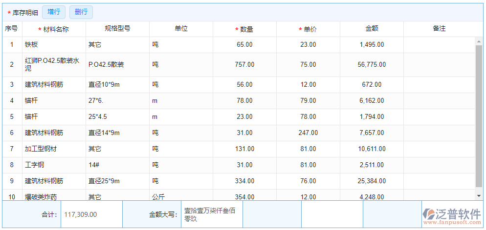 庫存期初明細(xì)
