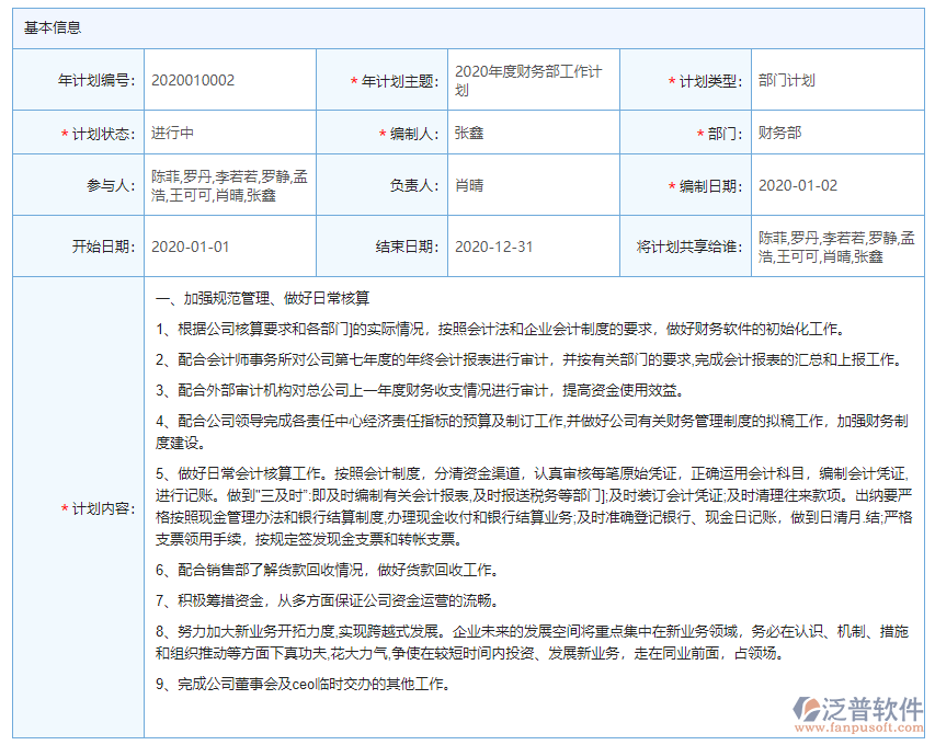 年計(jì)劃基本信息