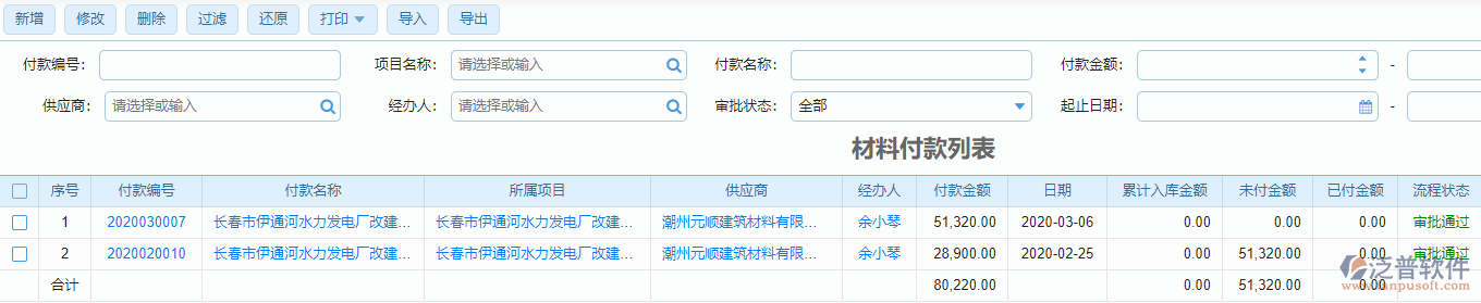 項目總成本統(tǒng)計表聯(lián)查