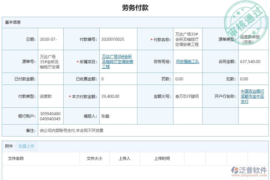 系統(tǒng)在勞務付款中的管控點及作用
