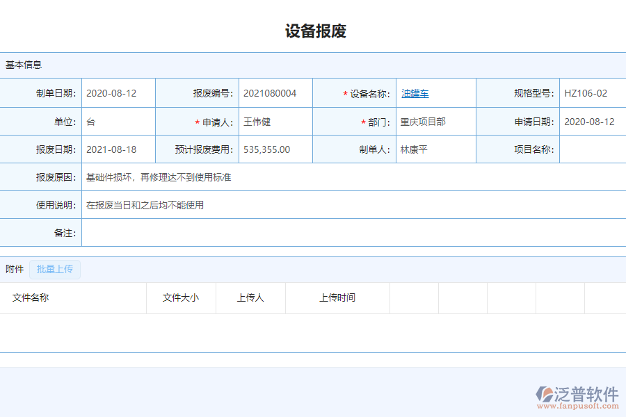 泛普軟件-市政工程企業(yè)項目管理系統(tǒng)中設(shè)備報廢查詢管理的價值