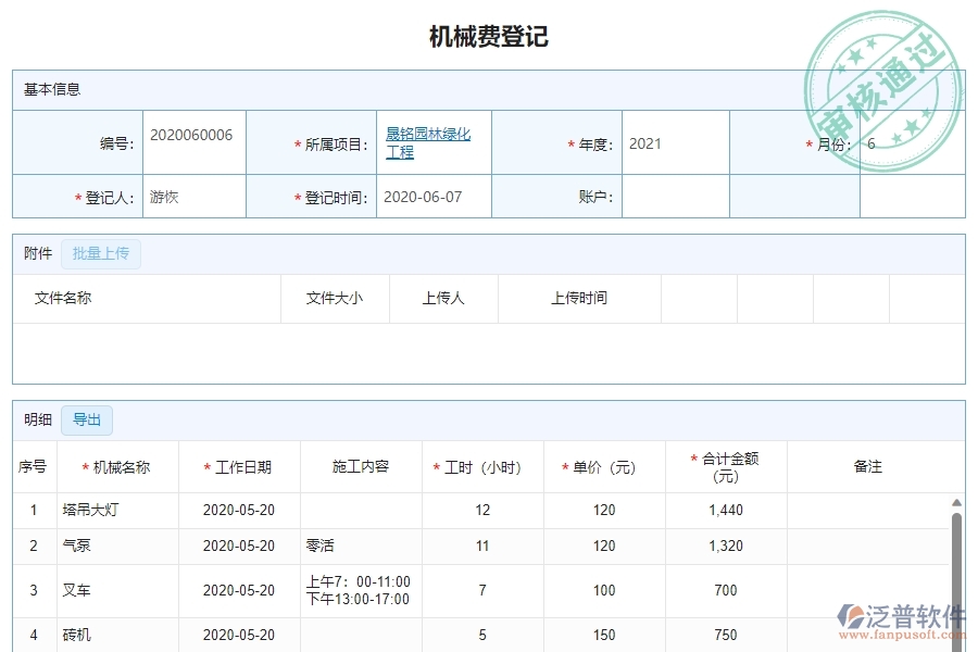 三、園林工程企業(yè)系統(tǒng)中使用泛普軟件機械費管理的優(yōu)點