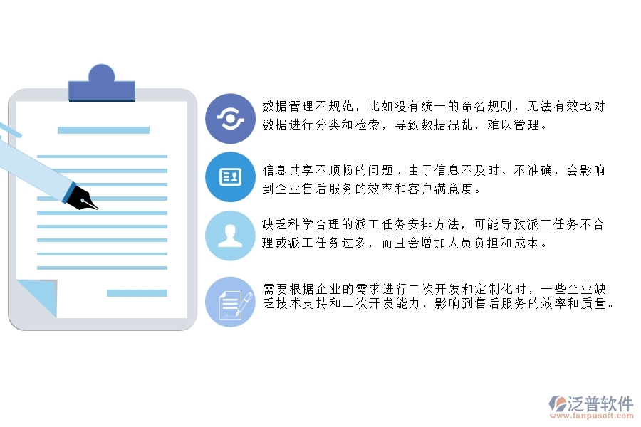 需要根據(jù)企業(yè)的需求進(jìn)行二次開(kāi)發(fā)和定制化時(shí)，一些企業(yè)缺乏技術(shù)支持和二次開(kāi)發(fā)能力，影響到售后服務(wù)的效率和質(zhì)量。
