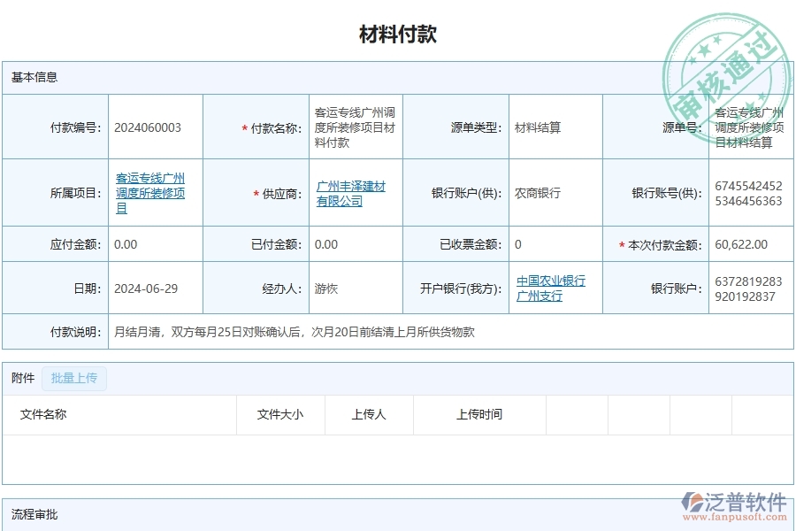 泛普軟件-幕墻工程企業(yè)管理系統(tǒng)對(duì)于材料付款的管理作用體現(xiàn)在哪些方面