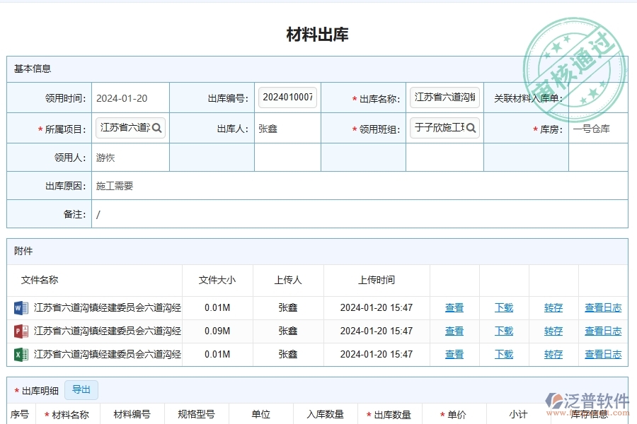 泛普軟件-路橋工程企業(yè)管理系統(tǒng)中材料出庫(kù)的管控點(diǎn)及作用