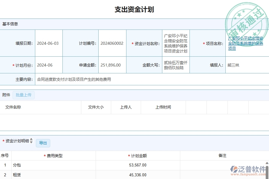 四、泛普軟件-幕墻工程企業(yè)支出資金計劃的框架設計思路