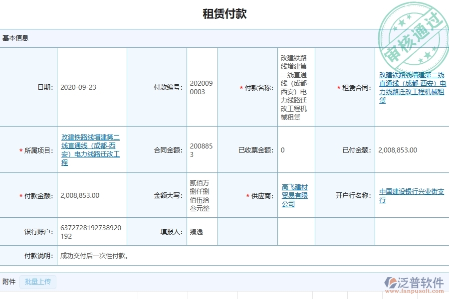 三、泛普軟件-弱電工程企業(yè)管理系統(tǒng)中租賃付款管理的主要內(nèi)容