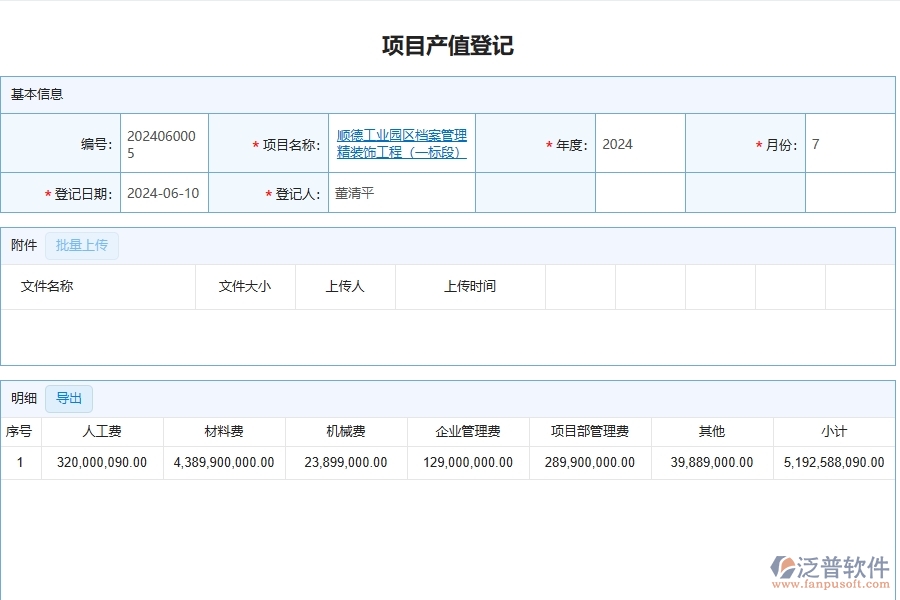 泛普軟件-幕墻工程企業(yè)管理系統(tǒng)中項(xiàng)目產(chǎn)值列表的管控點(diǎn)及作用