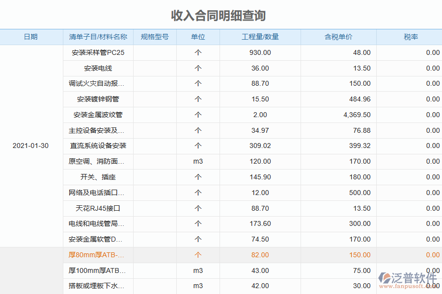 泛普軟件-弱電企業(yè)管理系統(tǒng)如何有效提升企業(yè)中的收入合同明細(xì)查詢管理