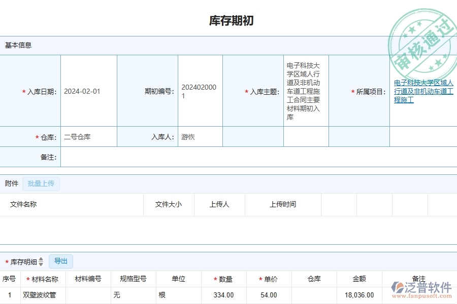 四、泛普軟件-公路工程企業(yè)庫存期初列表的重要性