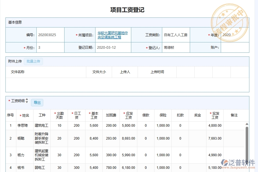 泛普軟件的弱電工程企業(yè)管理系統(tǒng)如何有效提高勞務管理中勞務人工費的管理