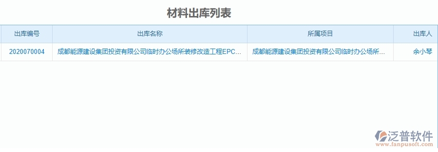 二、泛普軟件-機(jī)電工程項(xiàng)目管理系統(tǒng)在材料出庫的方案