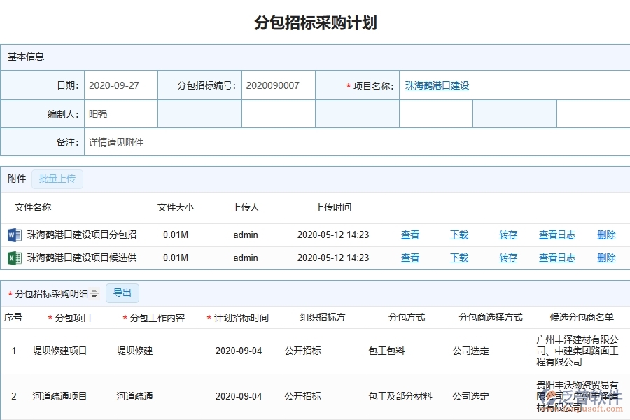 泛普軟件-路橋工程管理系統(tǒng)在分包招標(biāo)采購(gòu)計(jì)劃查詢(xún)中的應(yīng)用場(chǎng)景