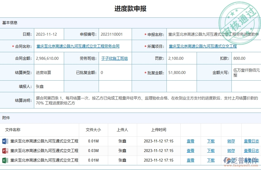 泛普軟件-路橋工程管理系統(tǒng)在進(jìn)度款申報(bào)(勞務(wù))中的應(yīng)用場(chǎng)景