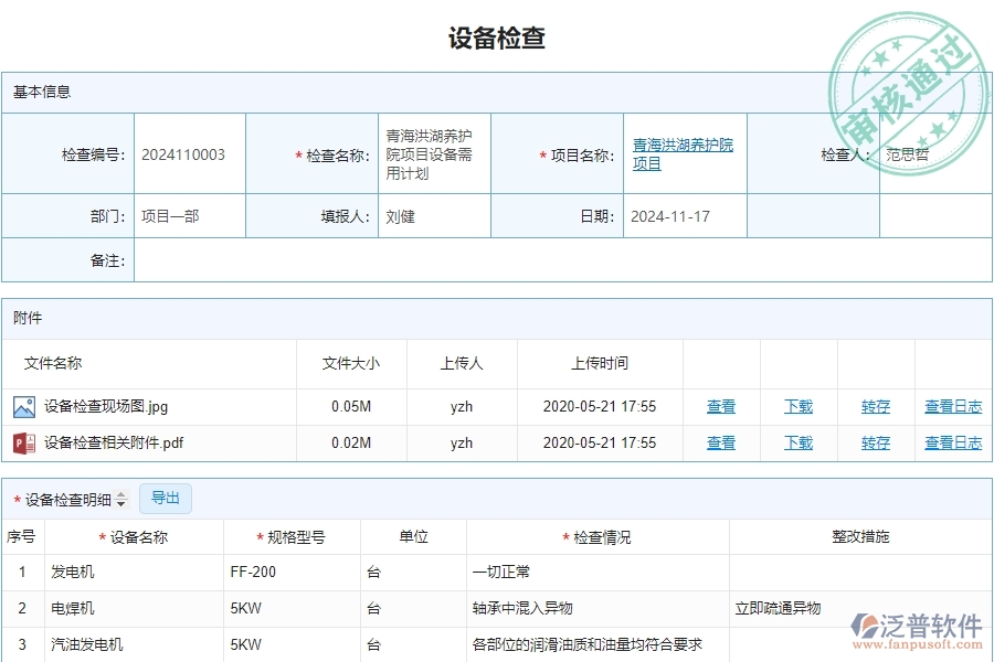 三、泛普軟件-安防工程企業(yè)管理系統(tǒng)有效提升企業(yè)設(shè)備檢查的措施