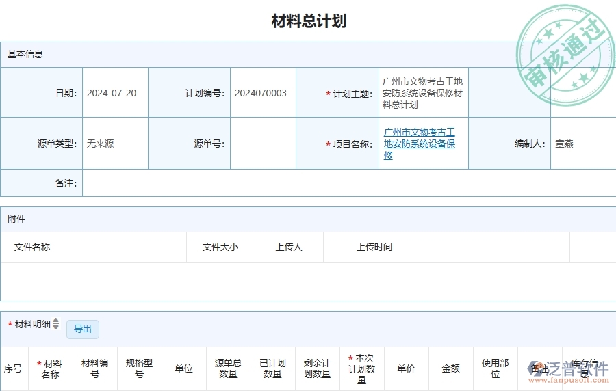 三、泛普軟件-安防工程企業(yè)管理系統(tǒng)有效提升企業(yè)材料總計(jì)劃列表的措施