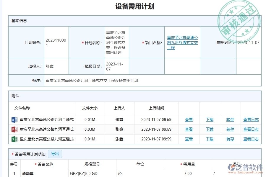 三、泛普軟件-安防工程管理系統(tǒng)如何解決企業(yè)合設(shè)備需用計劃管理問題