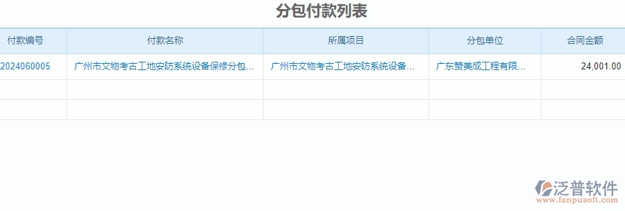 三、泛普軟件-安防工程項目管理系統(tǒng)中付款管理的單據樣式