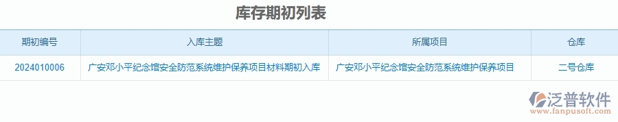 二、泛普軟件-安防工程企業(yè)管理系統(tǒng)如何有效提升庫存期初的管理