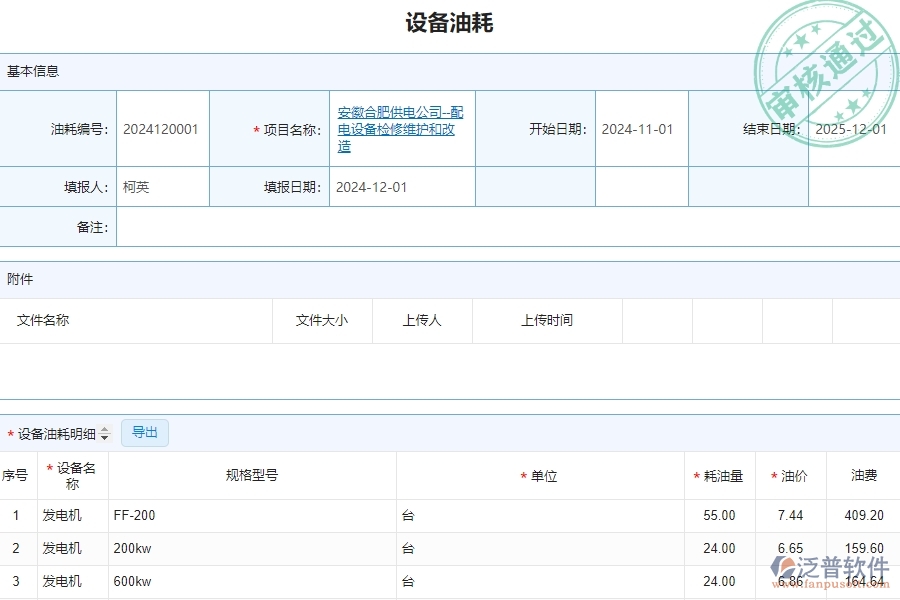 四、泛普軟件-安防工程管理系統(tǒng)在設(shè)備油耗中的解決方案