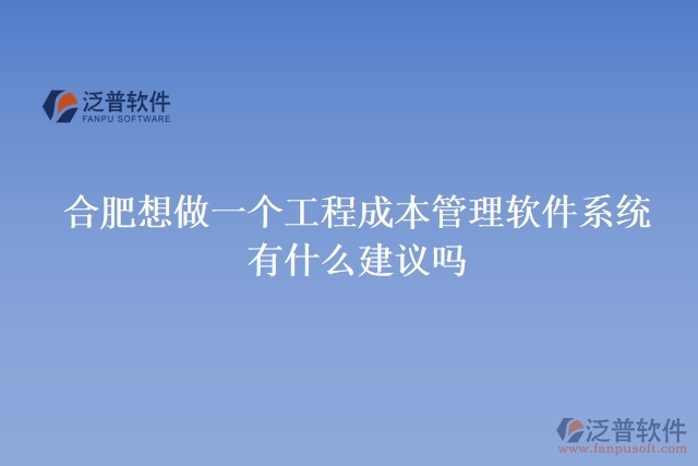 合肥想做一個(gè)工程成本管理軟件系統(tǒng)，有什么建議嗎