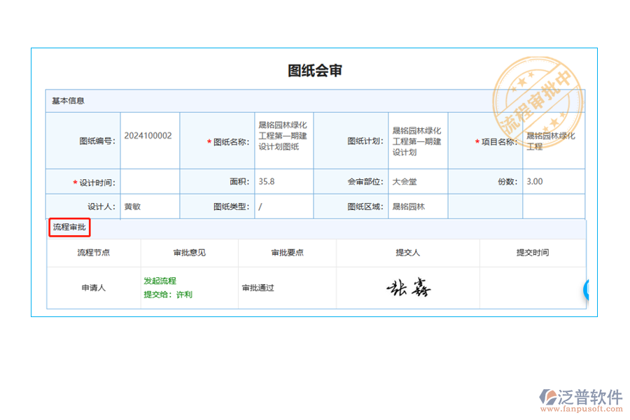 圖紙會(huì)審列表中的【流程狀態(tài)】字段